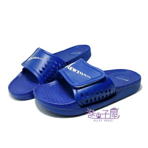 情侶款簡約黏貼調整防水拖鞋 [34019] 藍 MIT台灣製造【巷子屋】