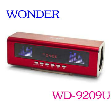 WONDER 旺德 USB/FM/MP3隨身音響 WD-9209U（三色） ◆支援16G容量USB裝置及32G容量TFMicro記憶卡播放 ◆可播放MP3音樂及FM收音機