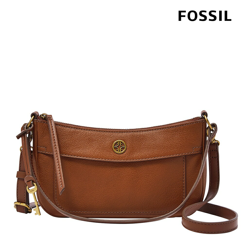 送禮首選★FOSSIL Skylar 真皮法棍包-咖啡色 SHB3019210【美國時尚品牌】 附防塵袋+提袋【全館滿額折價★FOSSIL全系列包夾送美妝蛋】