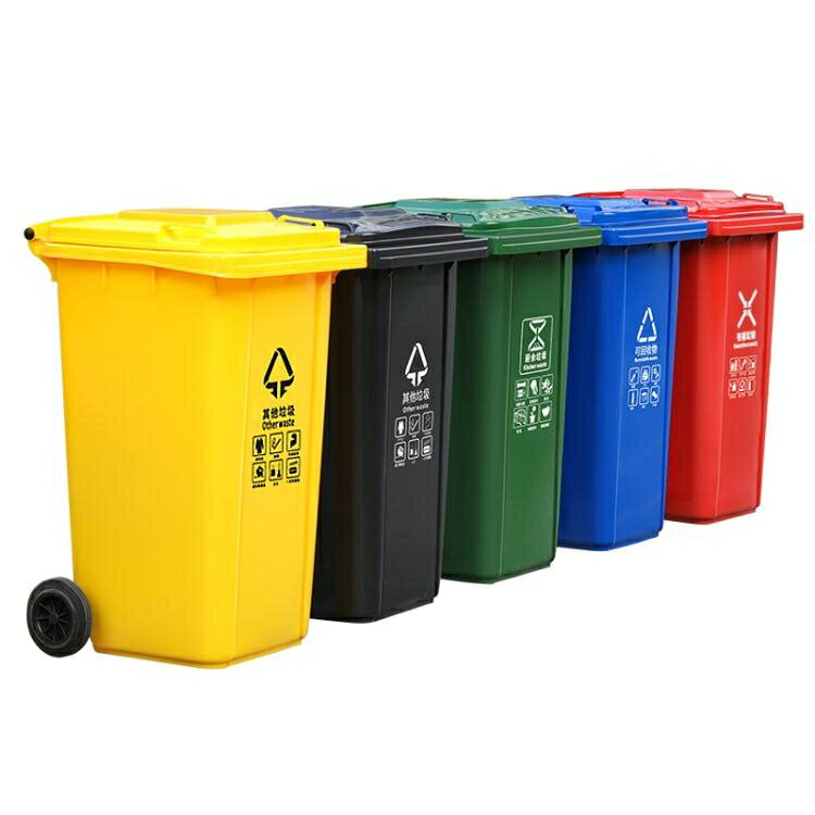 TBTPC四色垃圾分類垃圾桶大號商用戶外環衛帶蓋公共場合大容量 中秋節特惠