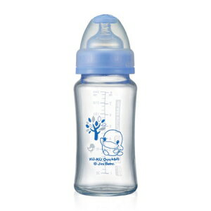 KUKU晶亮加厚寬口玻璃奶瓶-240ml