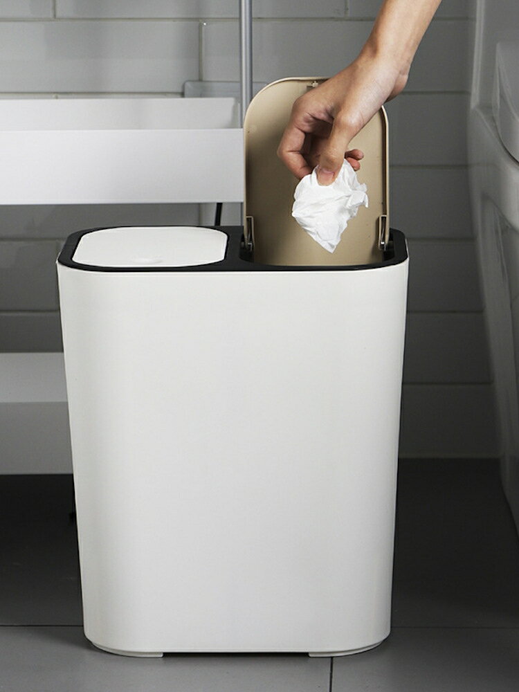 新品簡約廚房用分類垃圾桶家用收納塑料雙桶干濕帶蓋式大號