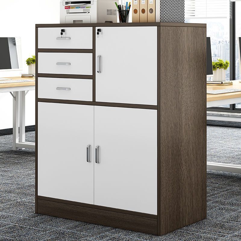 辦公室文件櫃矮櫃子儲物櫃資料檔案帶鎖抽屜收納櫃辦公桌邊櫃側櫃 2