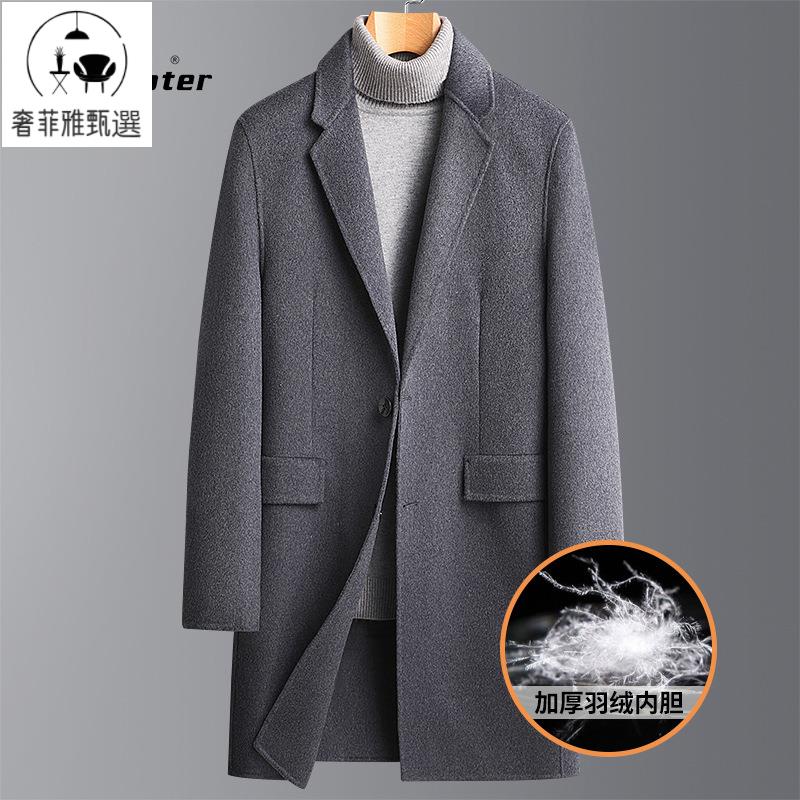快速出貨/秋冬羽絨內膽雙面呢大衣男羊絨大衣外套中長款雙面呢羊毛風衣外套