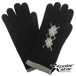 PolarStar 男 菱格觸控保暖手套『黑』 P19603