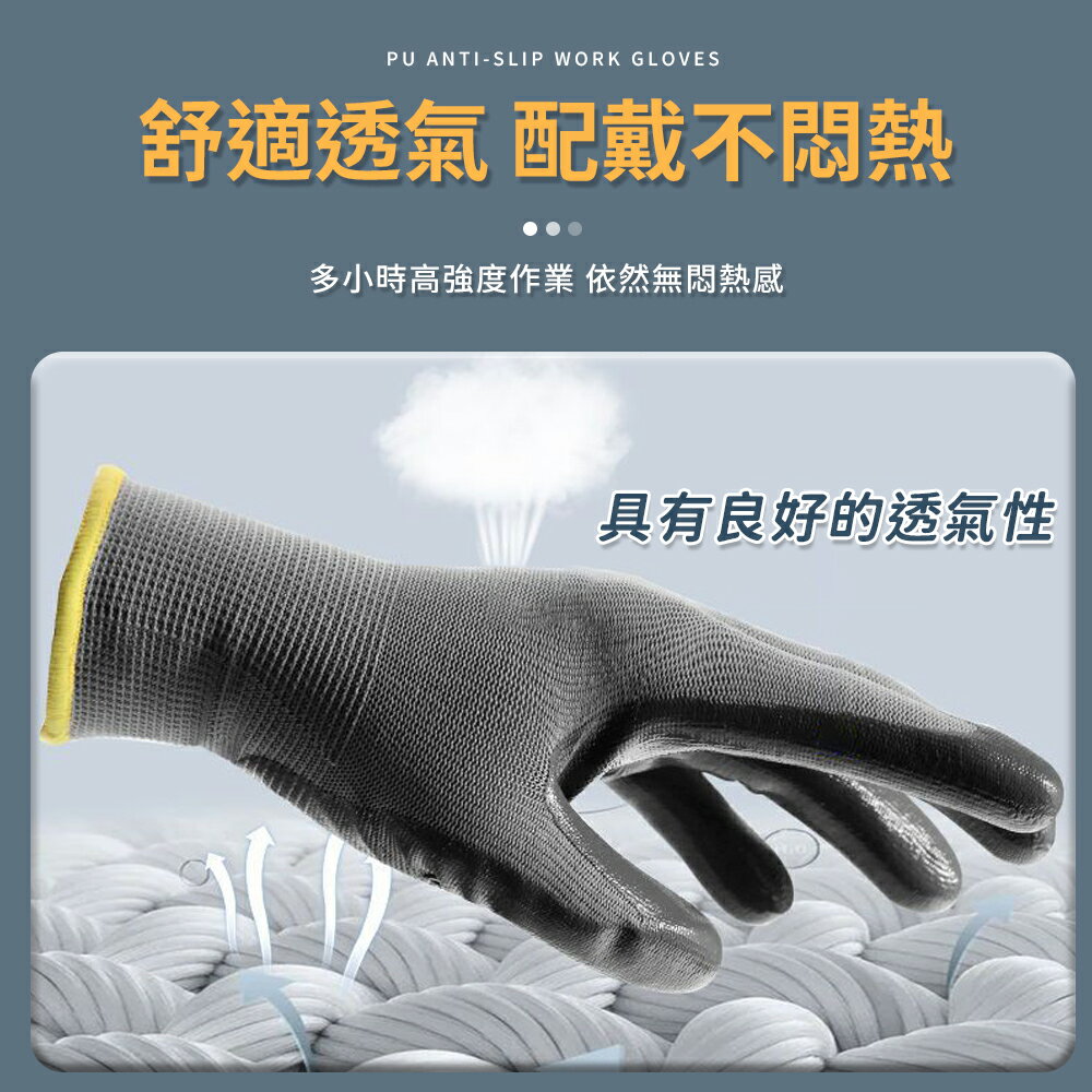 PU防滑工作手套 PU塗層手套 止滑手套 耐磨手套 工作手套 黑色手套 工地手套 防滑手套 搬運手套 手套 沾膠手套【A5009】 3