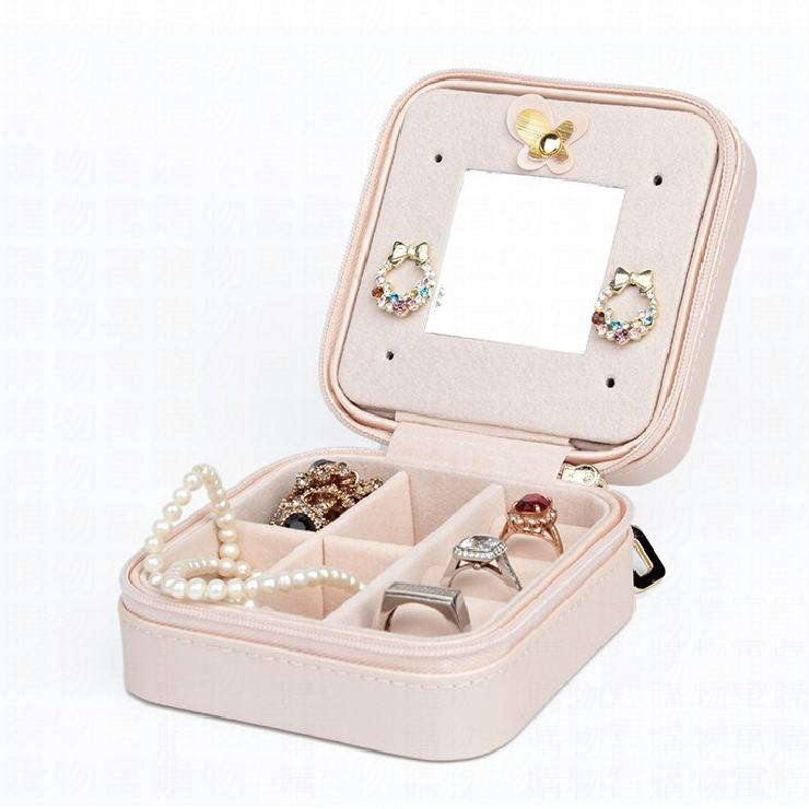 24H出貨【隨身飾品收納盒】飾品盒 珠寶盒 鏡子珠寶盒 首飾盒 首飾收納盒 飾品收納【AB108】