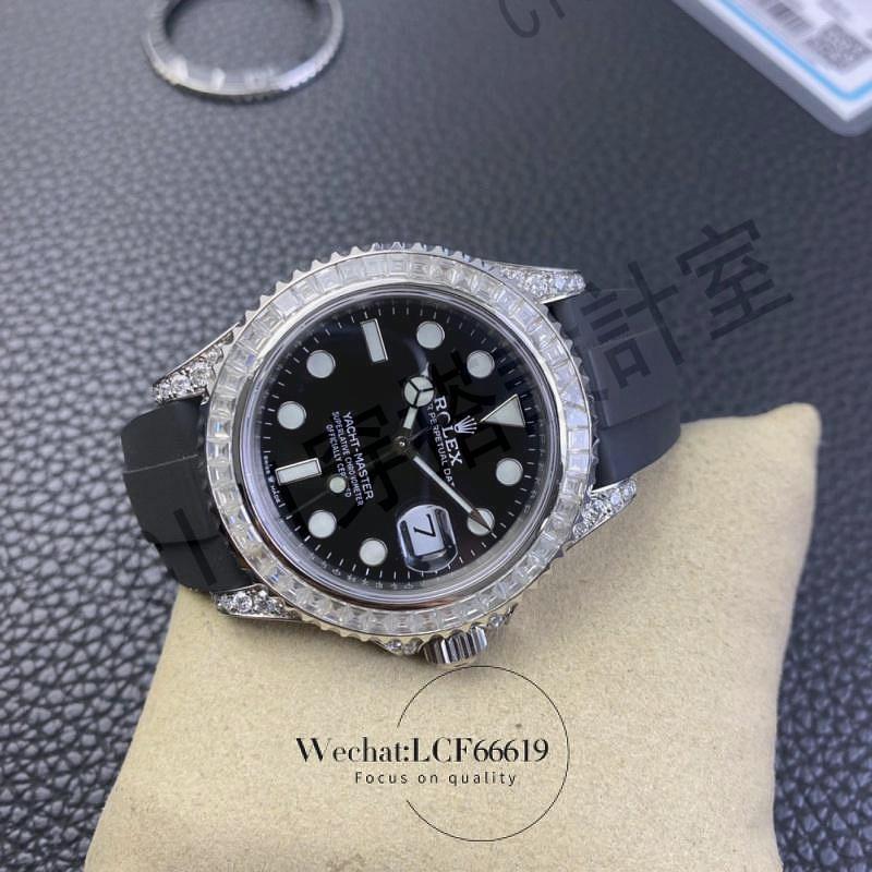 精緻時尚，商務休閒男士鑽石外圈黑色錶盤日期顯示自動機械手錶，高級豪華男士橡膠錶帶腕錶【亞德機械五金家居】 6