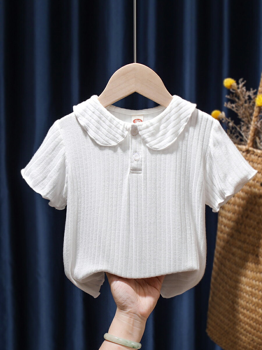 兒童網紅女寶寶夏季上衣女童T恤小童嬰兒夏裝短袖0薄款一歲洋氣棉