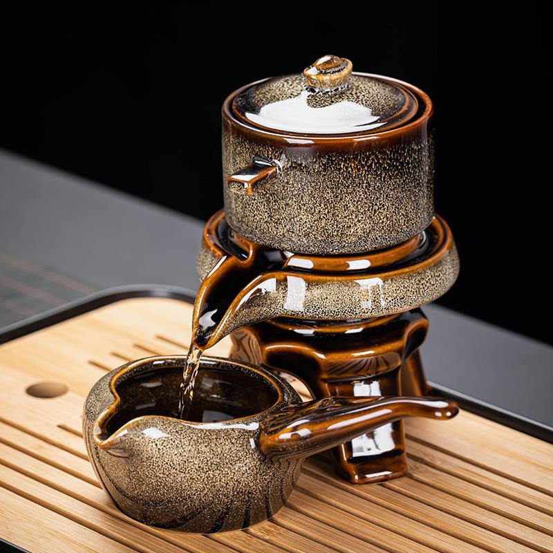茶壺 窯變自動茶具套裝家用新款懶人泡茶壺茶杯辦公室高檔會客沖茶神器-快速出貨