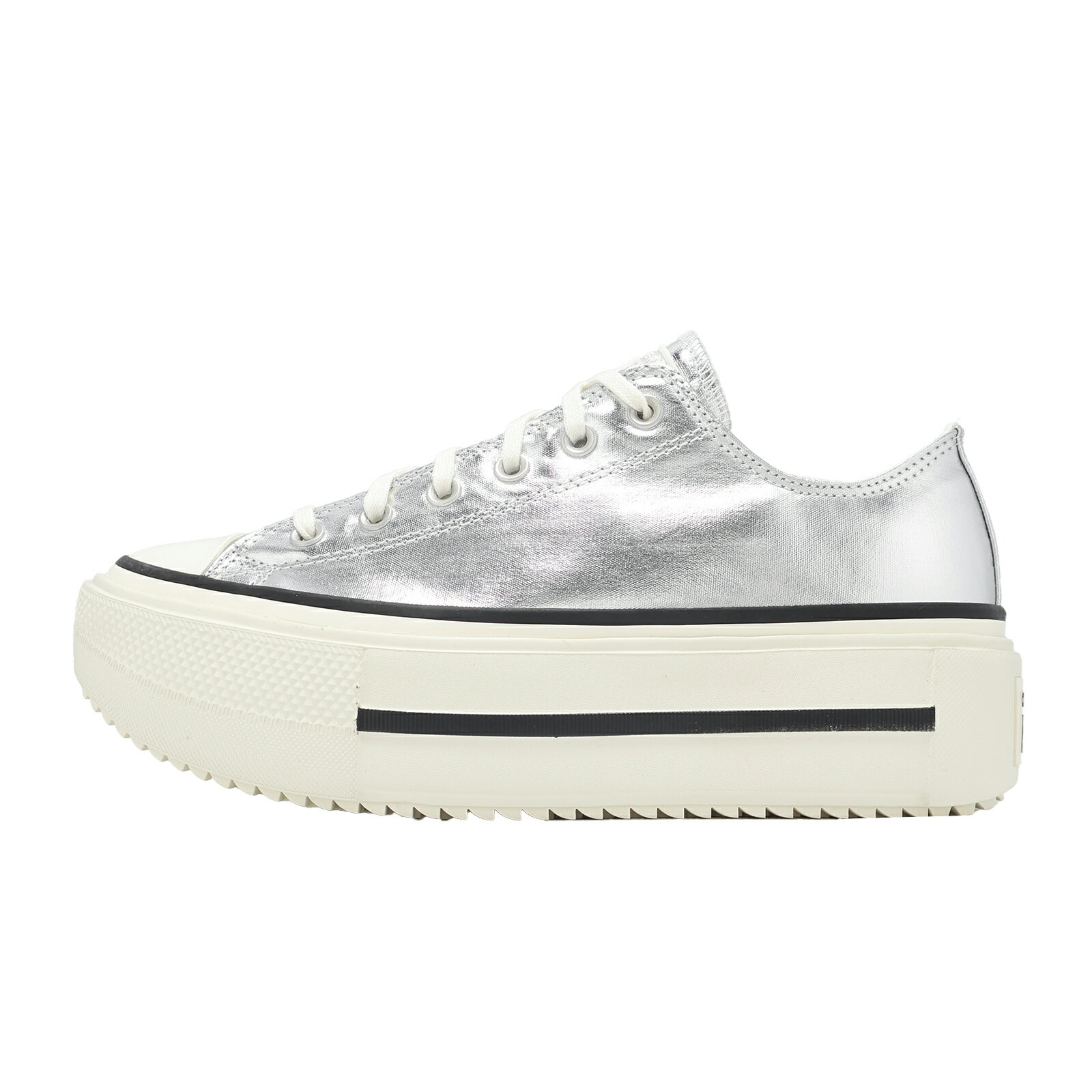 Converse 休閒鞋 All Star Lift Double Stack 男女鞋 銀 白 皮革 增高 厚底 A16406C