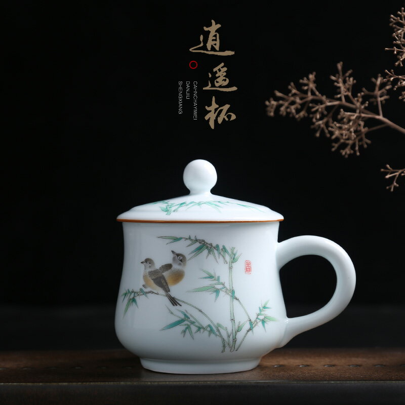 景德鎮影青品茗杯功夫茶具茶杯 茶道陶瓷個人杯 純手工雕刻單杯