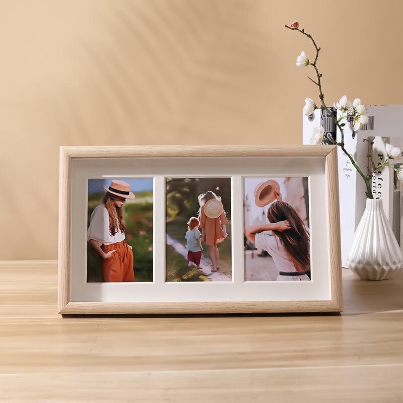 創意相框6寸三四連組合木質擺臺照片情侶婚紗洗照片簡約相片擺件