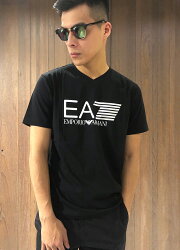 美國百分百【全新真品】Emporio Armani EA7 V領 短袖 T恤 logo T-shirt 黑色 J010