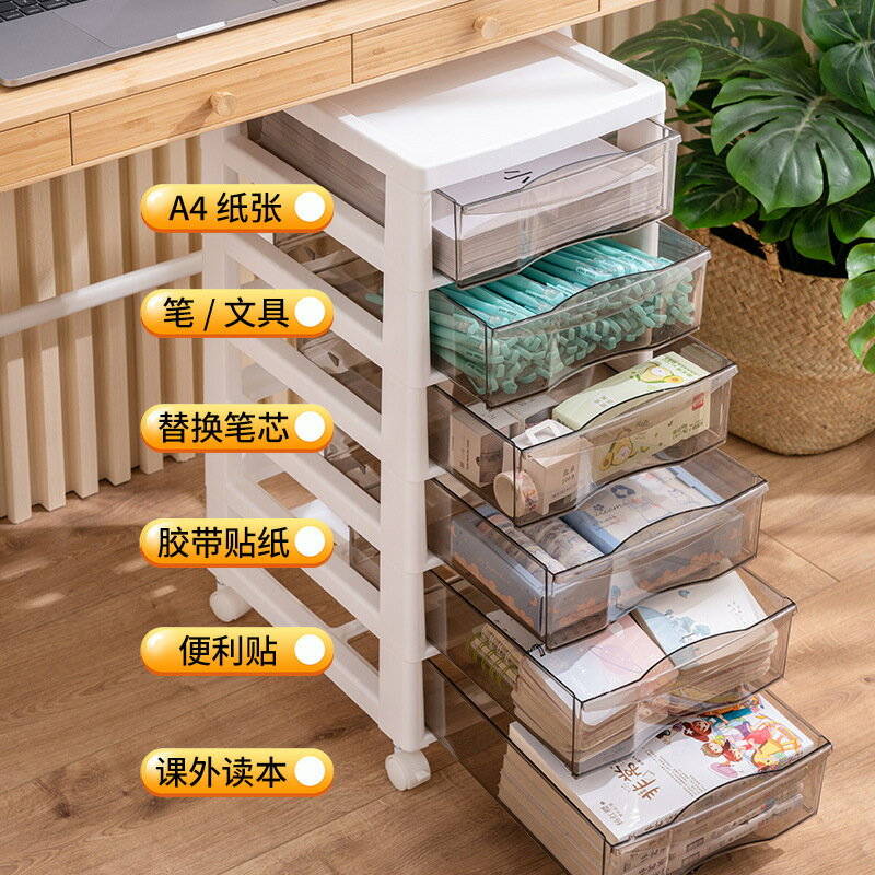 熱銷/免運費 檔案收納櫃抽屜式辦公室桌下多層置物櫃衛生間夾縫透明塑膠儲物櫃