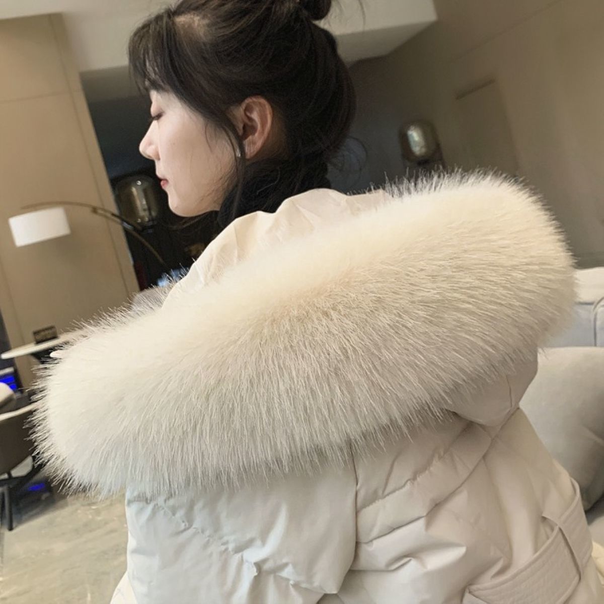毛領單買模擬狐貍毛貉子毛毛領子羽絨派克漢服帽條假領大衣通用女 小山好物嚴選