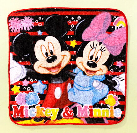 【震撼精品百貨】Micky Mouse 米奇/米妮 小方巾 紅色條紋#00130 震撼日式精品百貨