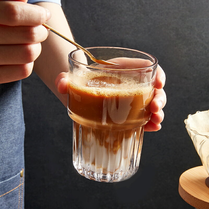 北歐ins風透明玻璃杯家用可疊放酒杯日式冷飲杯簡約創意飲料茶杯