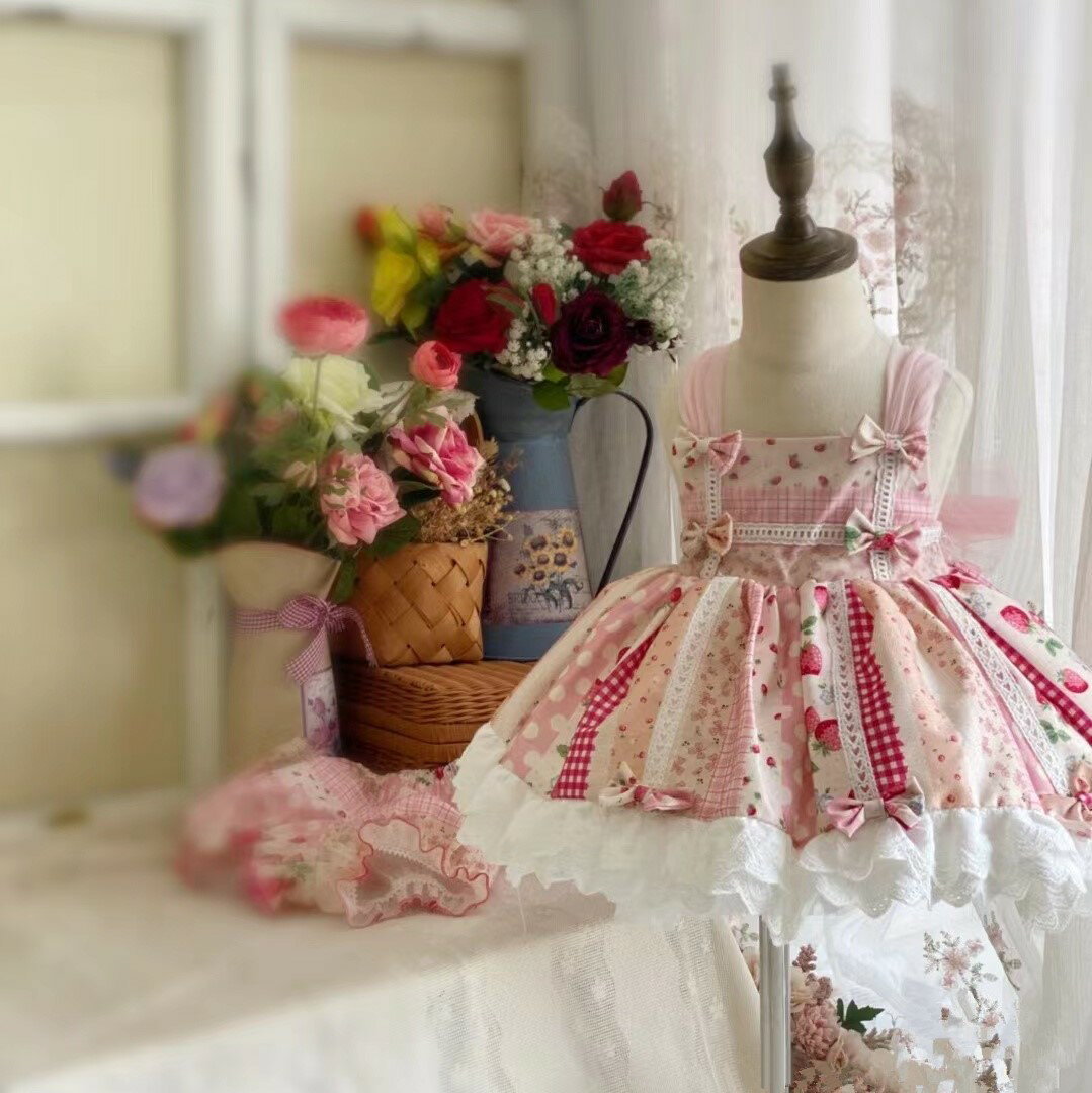 公主裙女童吊帶清涼裙子女寶寶可愛草莓洛麗塔夏季連衣裙生日禮服