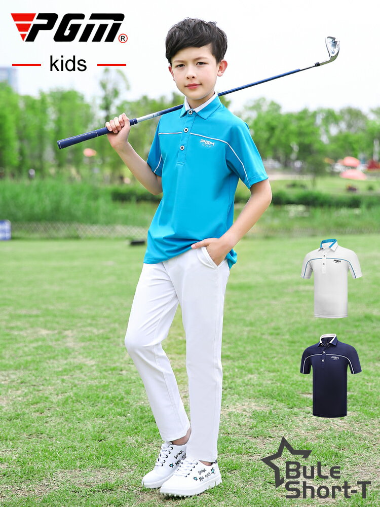 PGM包郵兒童高爾夫衣服男童服裝青少年短袖T恤褲子夏季運動球服