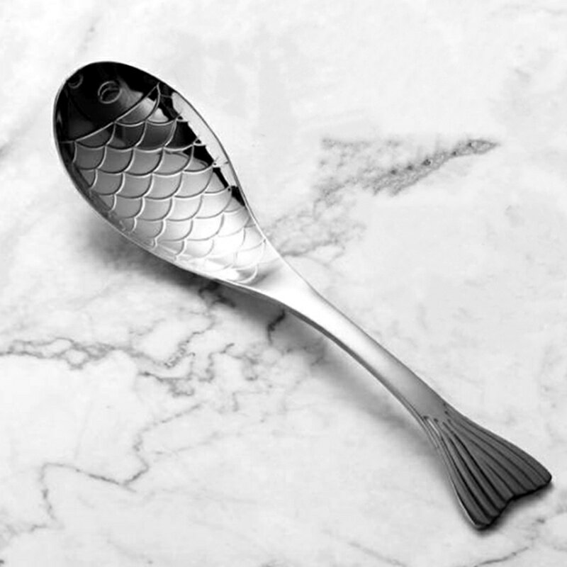 304大號魚形湯勺大調羹德國不銹鋼勺子長柄家用湯匙吃飯分菜公勺