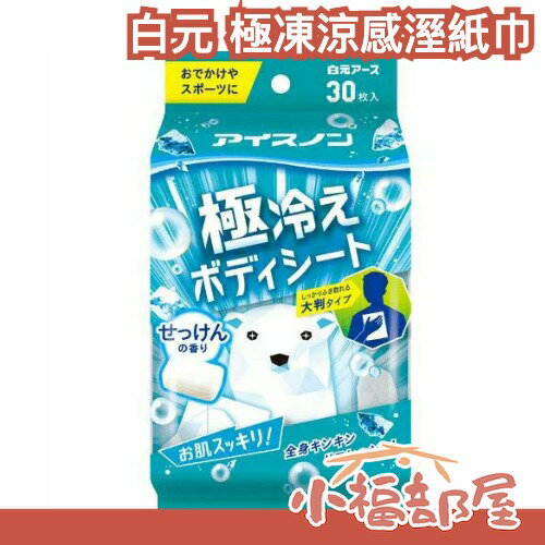 日本製 白元 極凍涼感濕紙巾 全身用大片30入 中秋節夏天登山露營運動流汗 極速冷感【小福部屋】