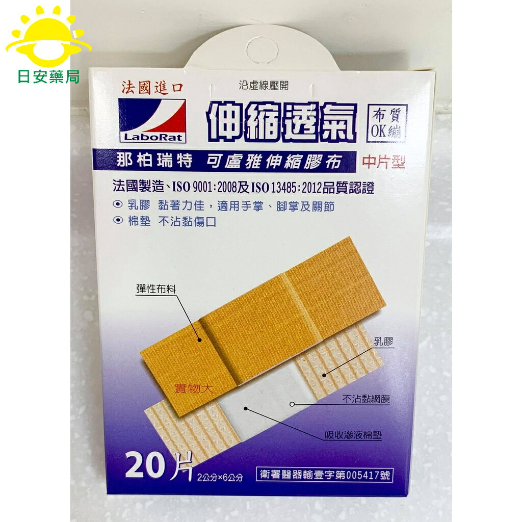 [日安藥局]【現貨秒出】【彈性OK繃】 LaboRat那柏瑞特 可盧雅伸縮膠布 法國製造 1