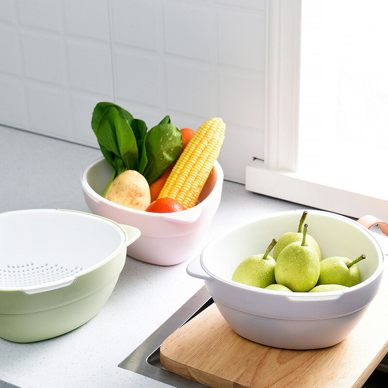 瀝水籃洗菜盆雙層廚房火鍋拼盤洗菜籃家用客廳塑料水果盆洗水果盤