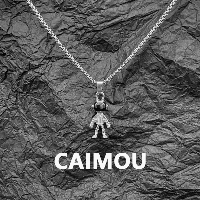 CAIMOU 宇航員項鏈2021年新款女男潮ins嘻哈時尚鈦鋼飾品吊墜搭配