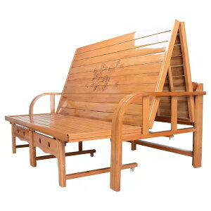 折疊沙發床兩用雙人家用實木午休涼床辦公室單人簡易竹床椅