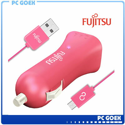 <br/><br/>  富士通FUJITSU雙USB車用充電器 (UC-01)粉紅<br/><br/>