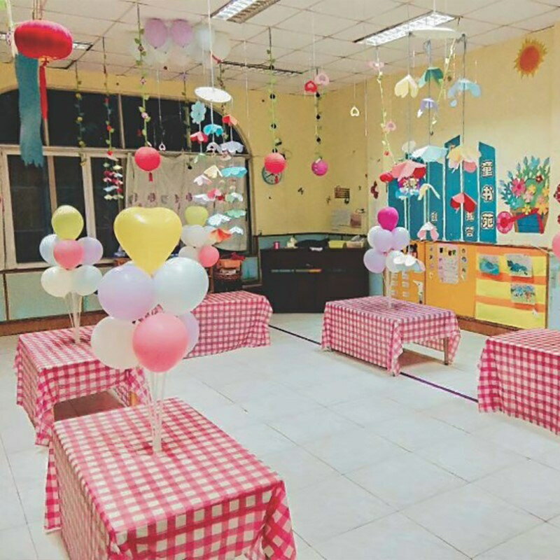 桌布一次性長方形塑膠格子幼兒園畢業典禮兒童生日派對佈置臺布