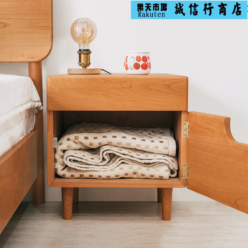 北歐實木床頭櫃櫻桃木抽屜 收納床邊儲物櫃 小戶型臥室傢俱