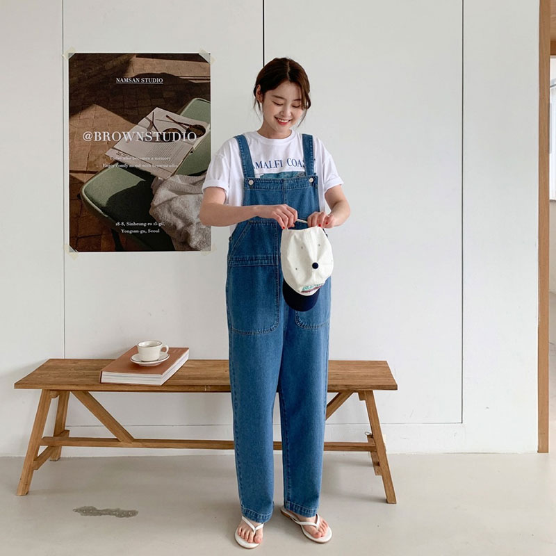 ANNAS 正韓牛仔吊帶褲 寬鬆牛仔褲 連身牛仔褲 4