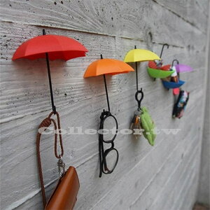 ✤宜家✤創意雨傘造型粘貼掛鉤 (三入裝) 彩色收納支架 牆壁裝飾品