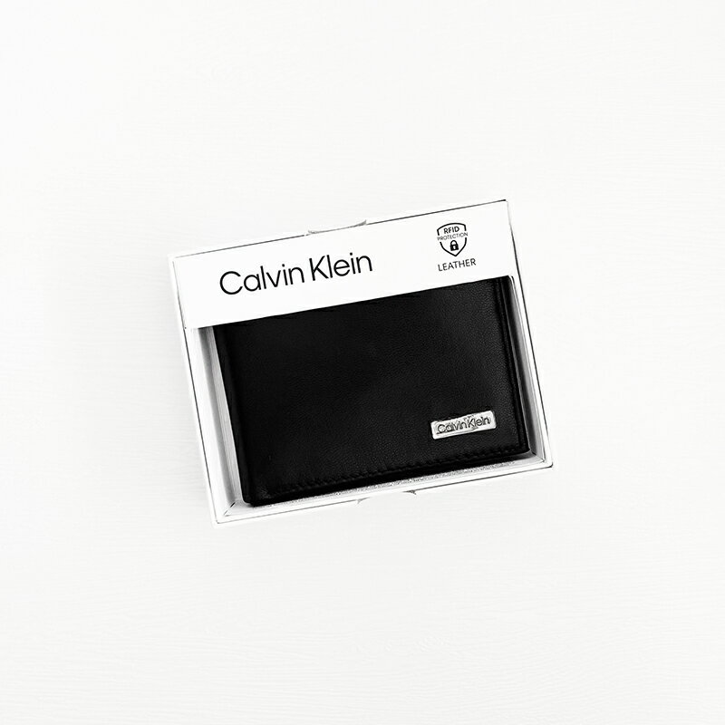 美國百分百【全新真品】Calvin Klein 皮夾 RFID防盜 錢包 CK 短夾 證件夾 logo 專櫃精品 黑色 CS92