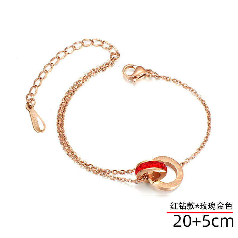 環環相扣腳鏈女新款潮高級感18k玫瑰金色鈦鋼加長不掉色足鏈 8