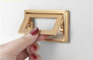 美式方形隱形暗拉手現代簡約金色免打孔扣手床頭櫃抽屜衣櫃門把手