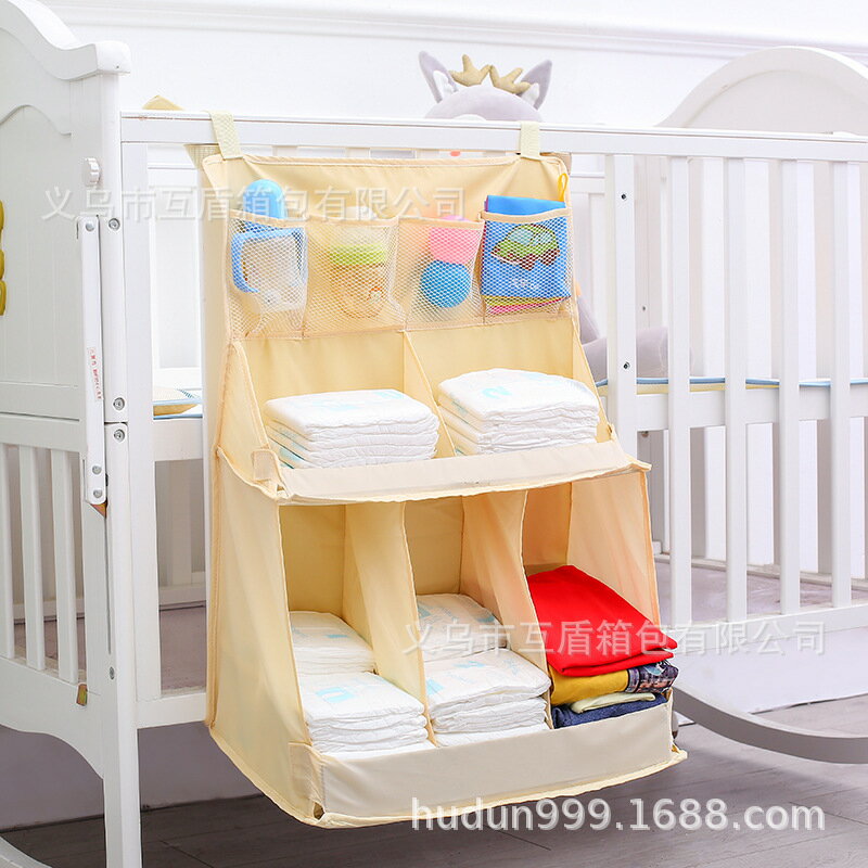 廠家現貨直銷嬰兒床頭分隔掛袋收納袋多功能折疊立體多物件尿布袋