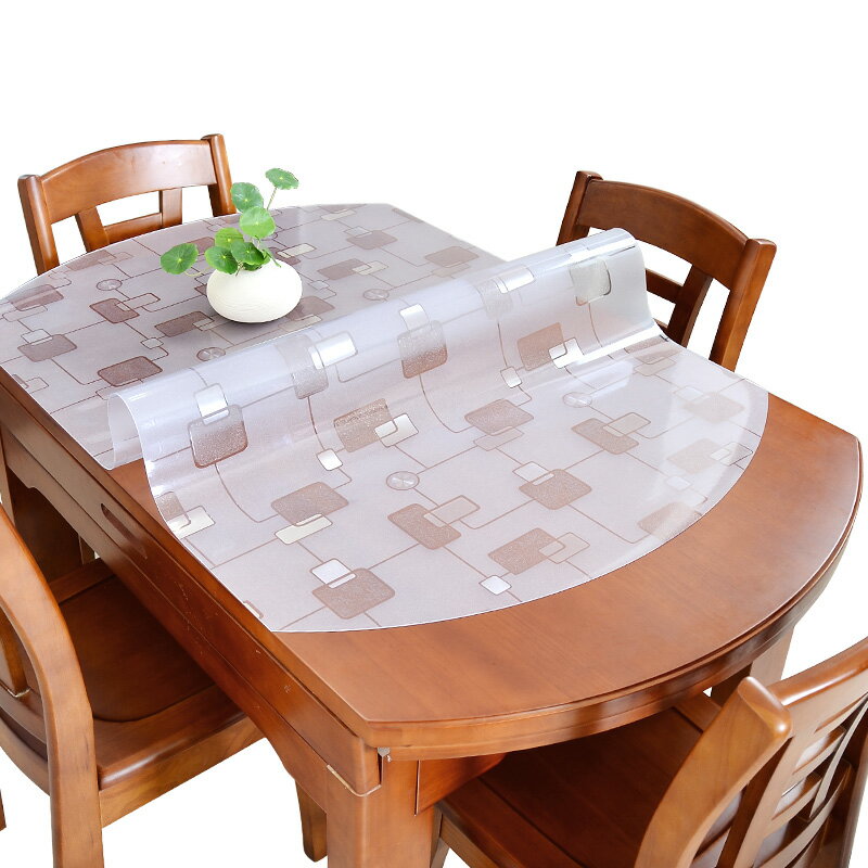 橢圓形桌布防水免洗可折疊伸縮餐桌墊家用pvc塑料墊透明軟玻璃