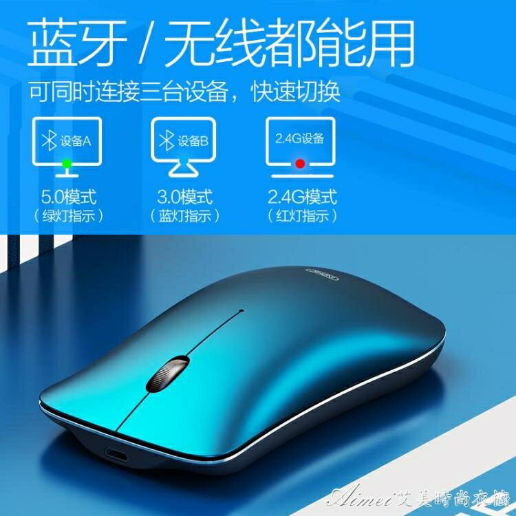 滑鼠新品經典藍可充電式無線藍芽雙三模滑鼠5.0辦公靜音適用mac蘋果 快速出貨 果果輕時尚 全館免運