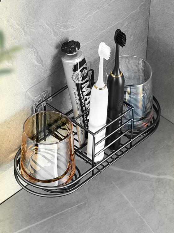 浴室牙刷置物架免打孔牙刷架漱口杯刷牙杯套裝壁掛式浴室牙具掛架 「店長推薦」