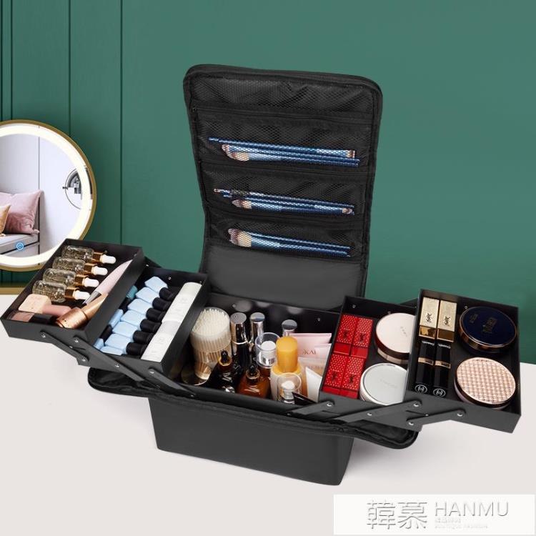 手提專業防水化妝包收納包簡約便攜美甲紋繡化妝師工具箱跟妝盒