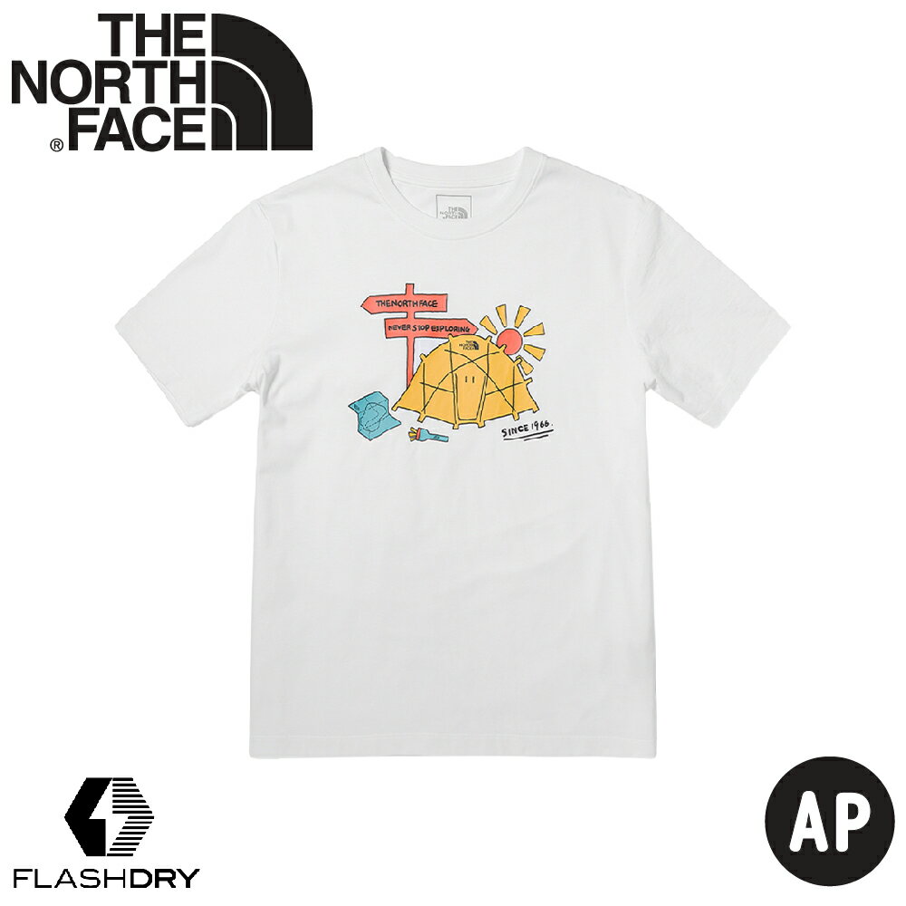 【The North Face 男 帳篷日出 快乾短袖T AP《白》】7WF8/吸濕排汗露營標語印花短袖T恤/運動衫