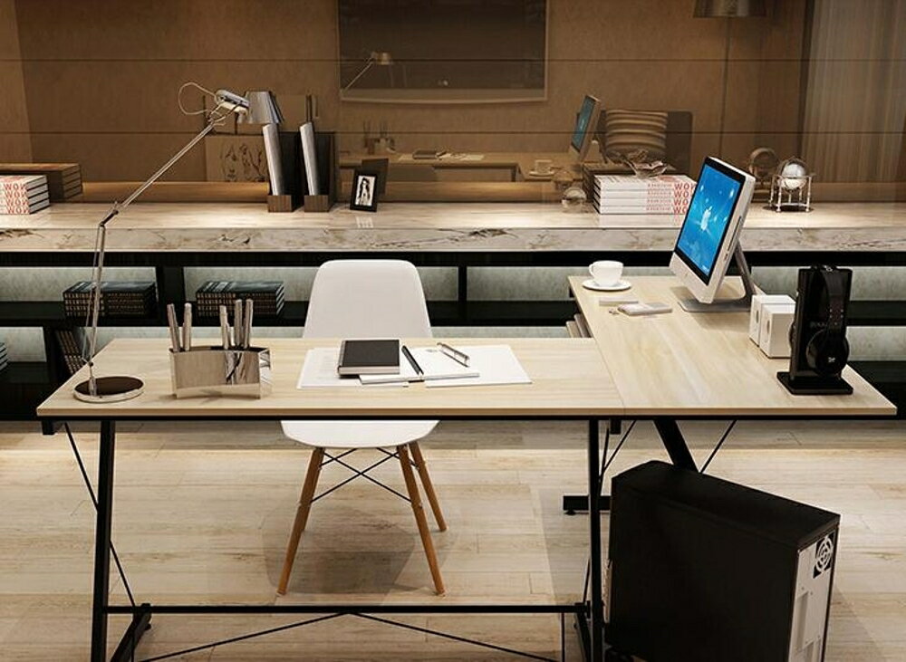電腦桌家用台式辦公桌現代簡約轉角書桌書架組合經濟型省空間桌子 JD CY潮流站