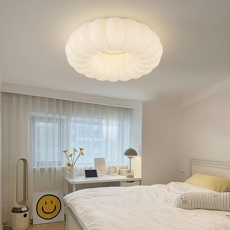雲朵燈南瓜吊燈簡約男女孩兒童房間極簡臥室主燈輕奢吸頂燈具