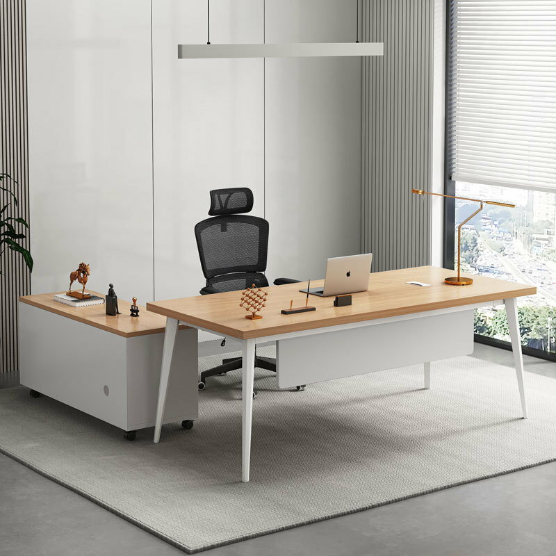 電腦桌 辦公桌 極簡主義辦公桌椅總裁室簡約現代職員老板組合單人經理電腦桌子