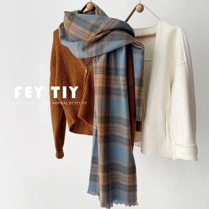韓國設計師品牌格子圍巾女冬季披肩仿羊絨保暖圍脖 全館免運
