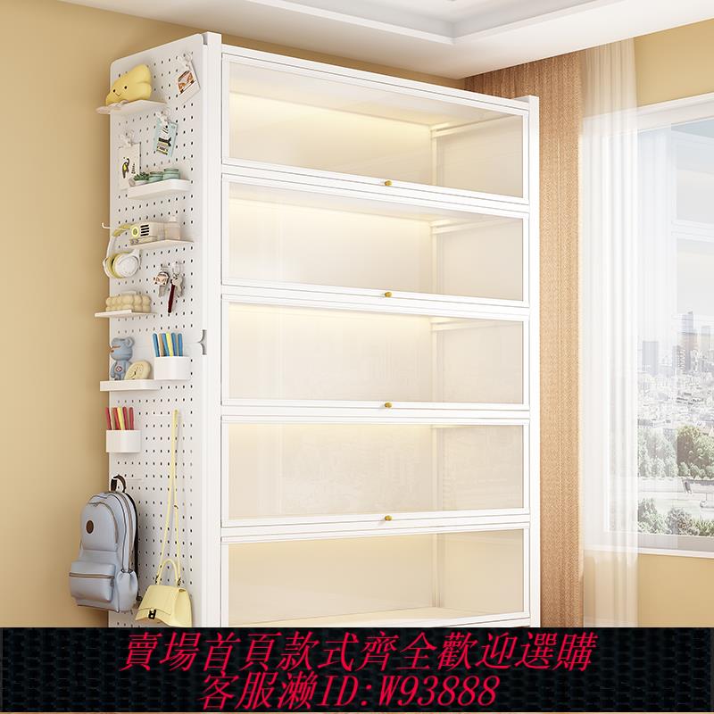 {臺灣公司貨 可打統編}鋼制書架帶玻璃門書櫃防塵手辦展示櫃家用落地鐵皮收納櫃儲物櫃子