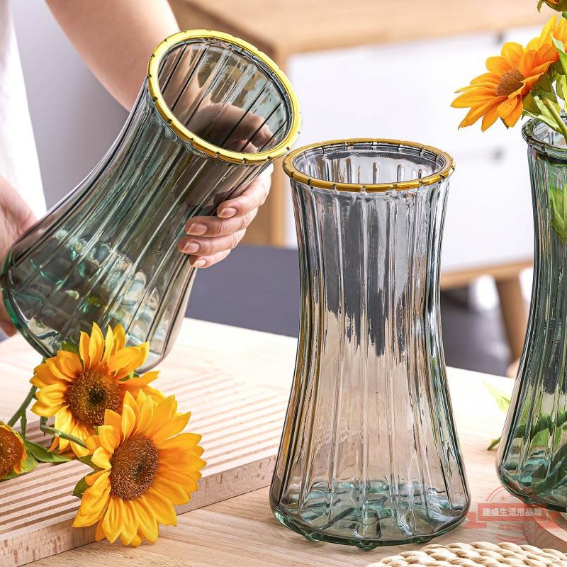 玻璃花瓶創意插花水養風滿天星大口徑水培擺件客廳家用富貴竹跨境